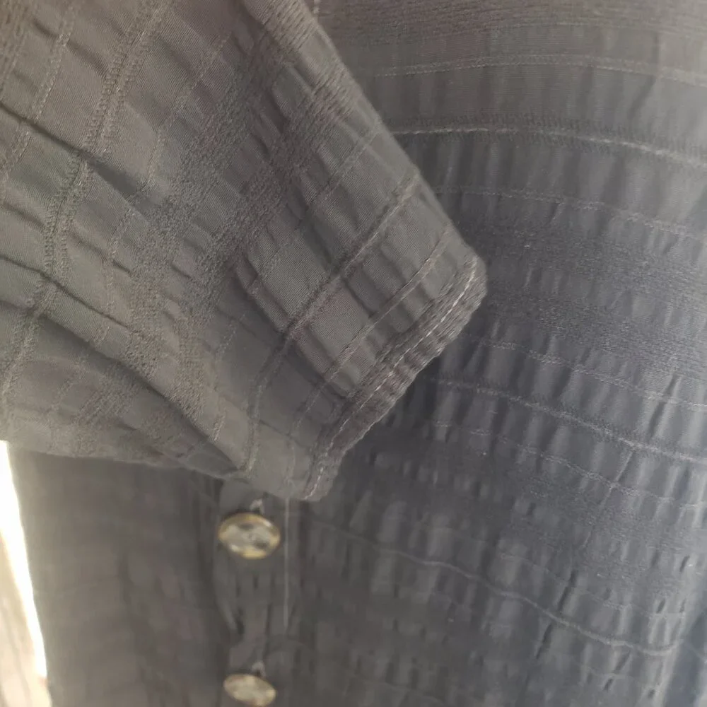 CP Shades Shirt Black Stripe Rayon Collar Button Front Long Sleeve Large - Picture 4 of 9